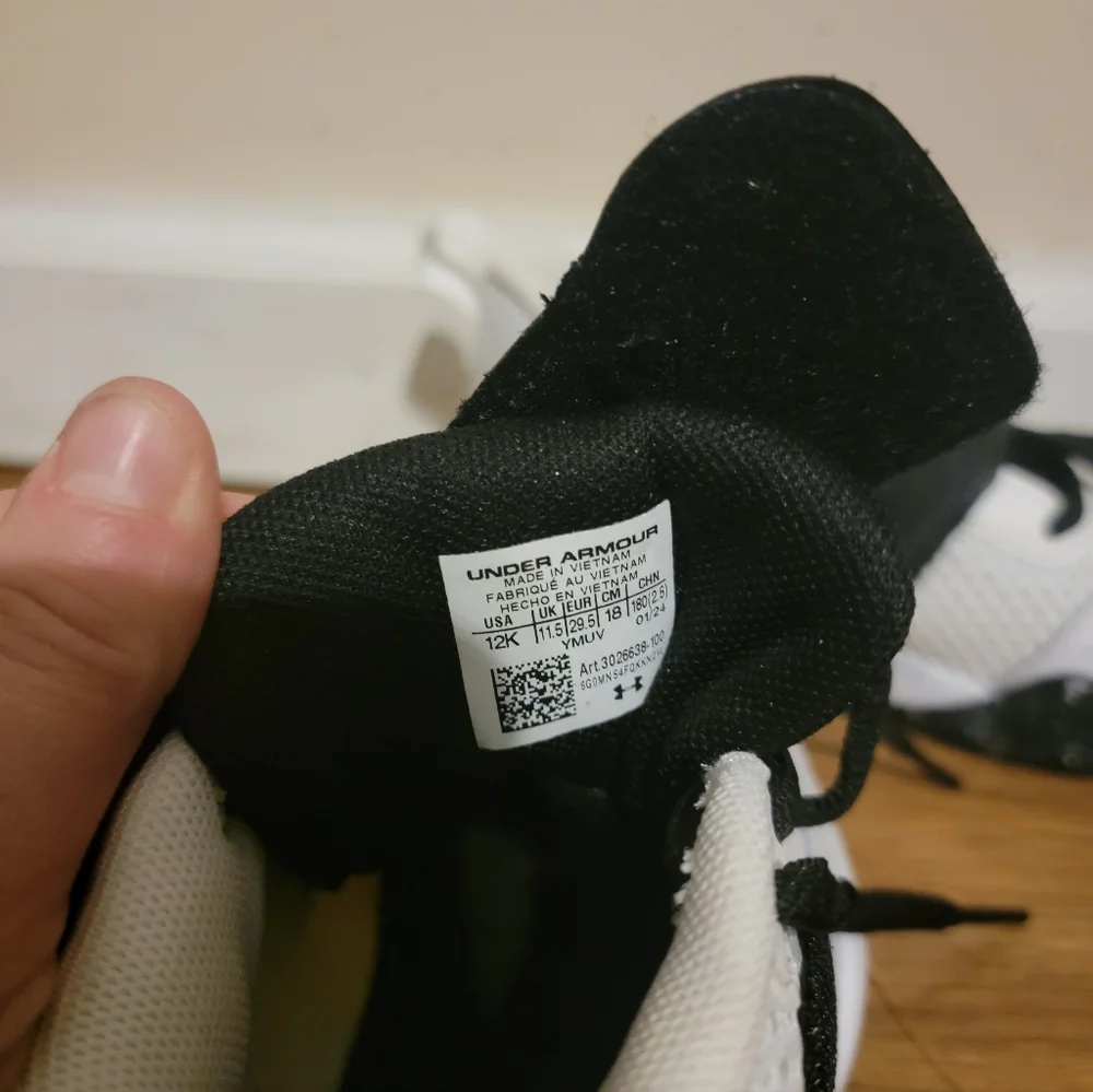 Brand New Under Armour Kids' Black and White High-Top Sneakers Size 12